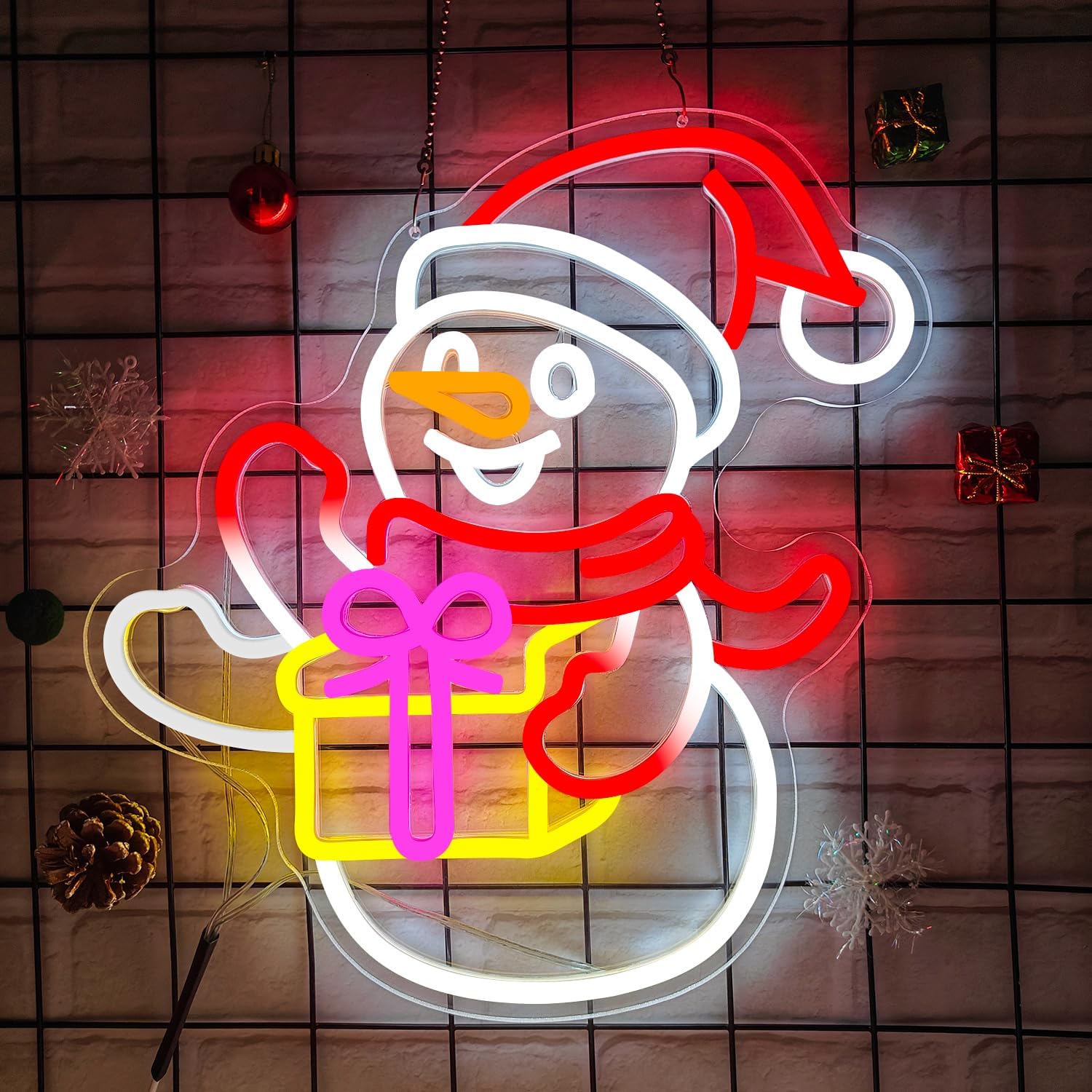 Christmas Neon Sign Waving Snowman Neon Sign for Wall Decor Led Neon Animated Christmas Lights Looks Like Snowman Waving Xmas Light Up Signs for Window Bedroom Festival Party Home Decoration Gift - Image 2