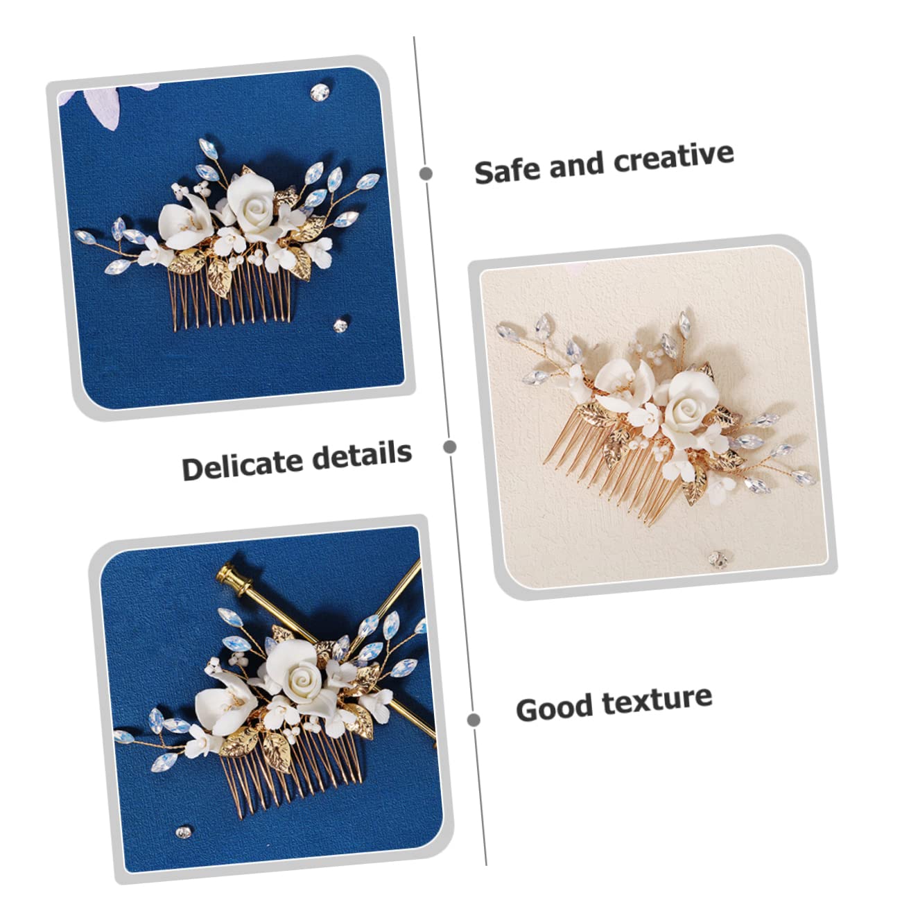 FRCOLOR 4 Stück Brautkamm hair accessories for wedding hair accessories combs Hochzeitskamm Brautaccessoires wiederverwendbarer Kopfschmuck braut haar seitenkamm Keramik Golden
