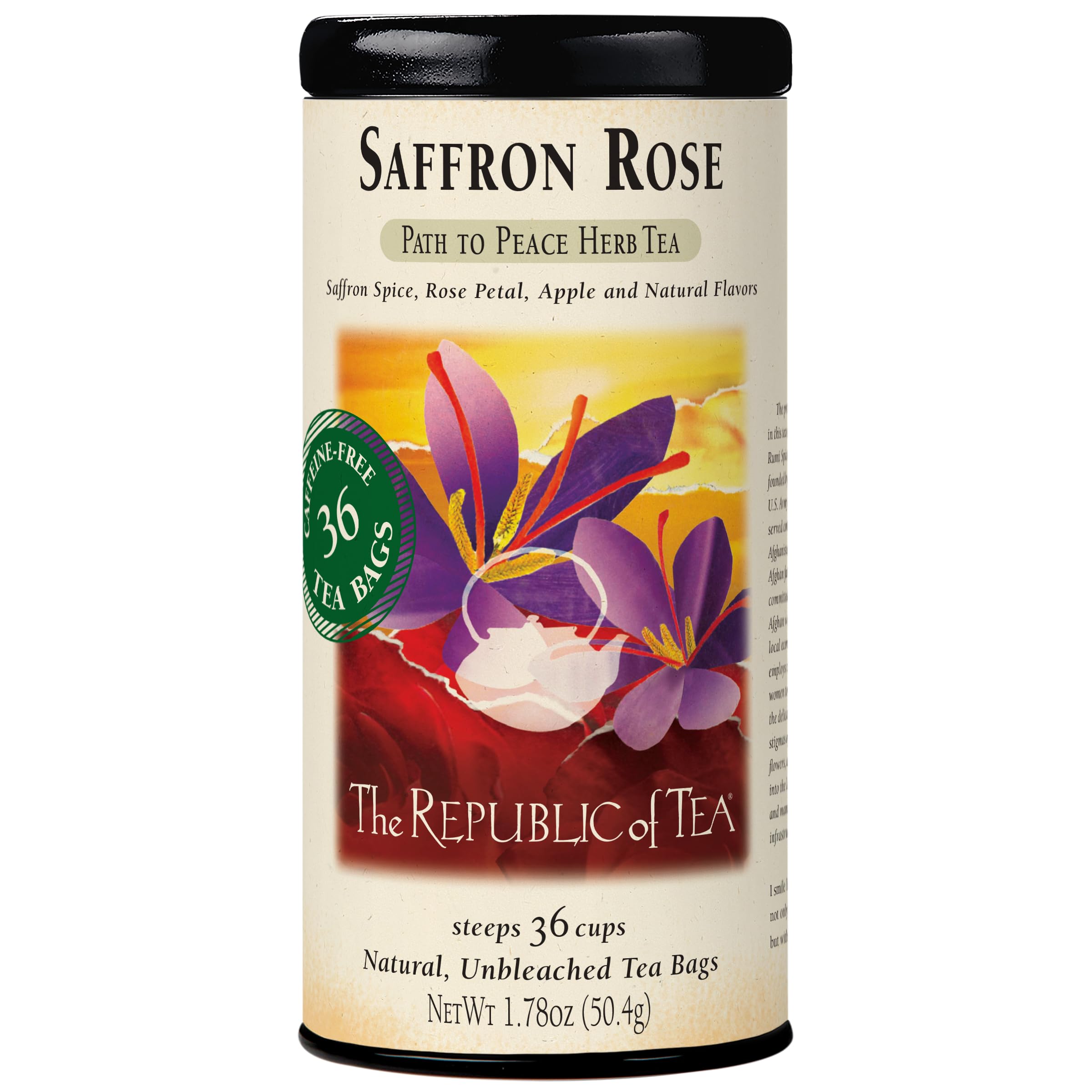 Saffron Rose Herbal Tea Bags, 36 Tea Bags