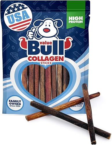 ValueBull Palitos de colágeno USA para perros pequeños, masticables extrafinos de 6 pulgadas, golosinas naturales para perros, 10 unidades, promueve