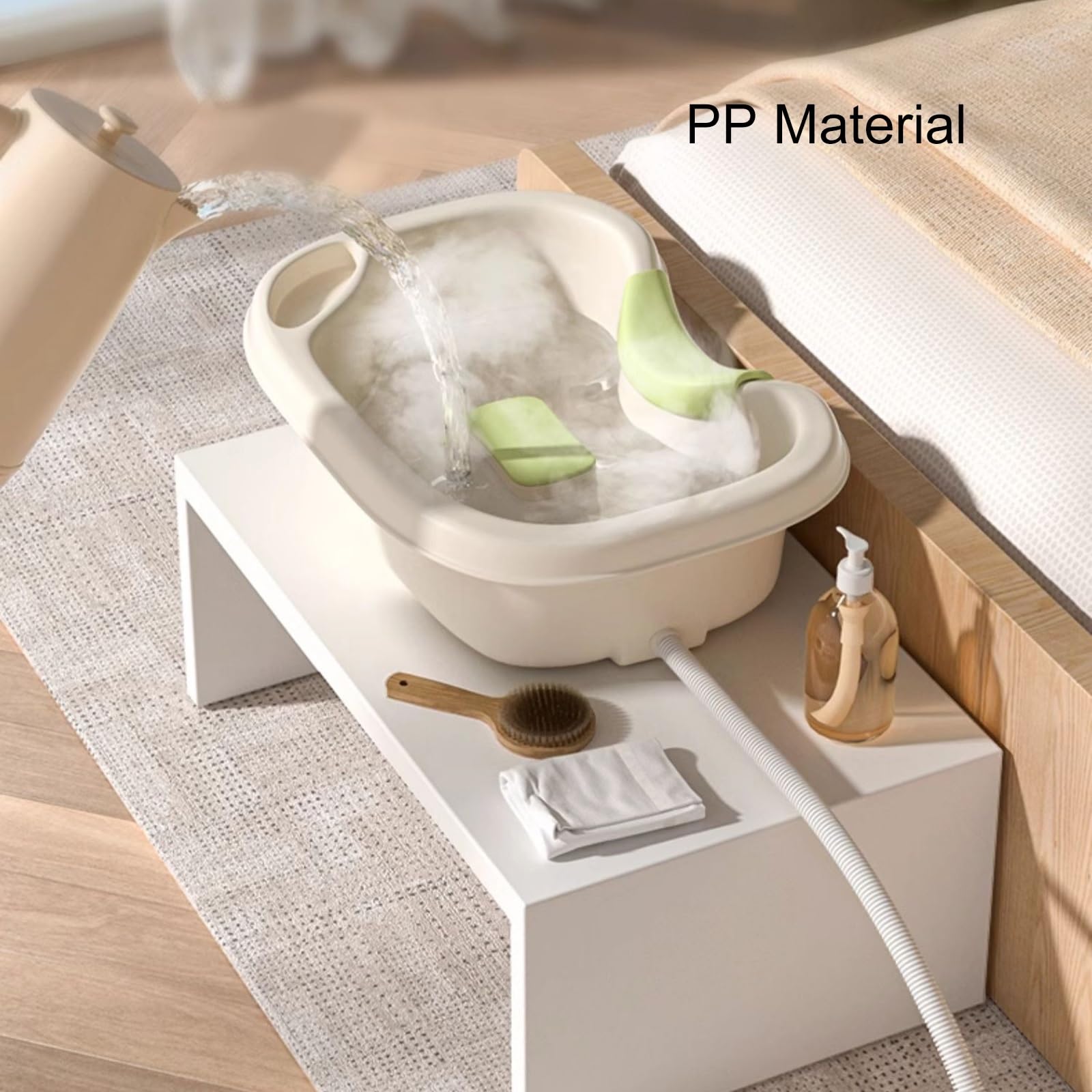 Lavacabezas Portátil con Soporte para el Cuello y Manguera de Drenaje, Fregadero Portatil para Niños, Ancianos y Embarazadas(Pink)