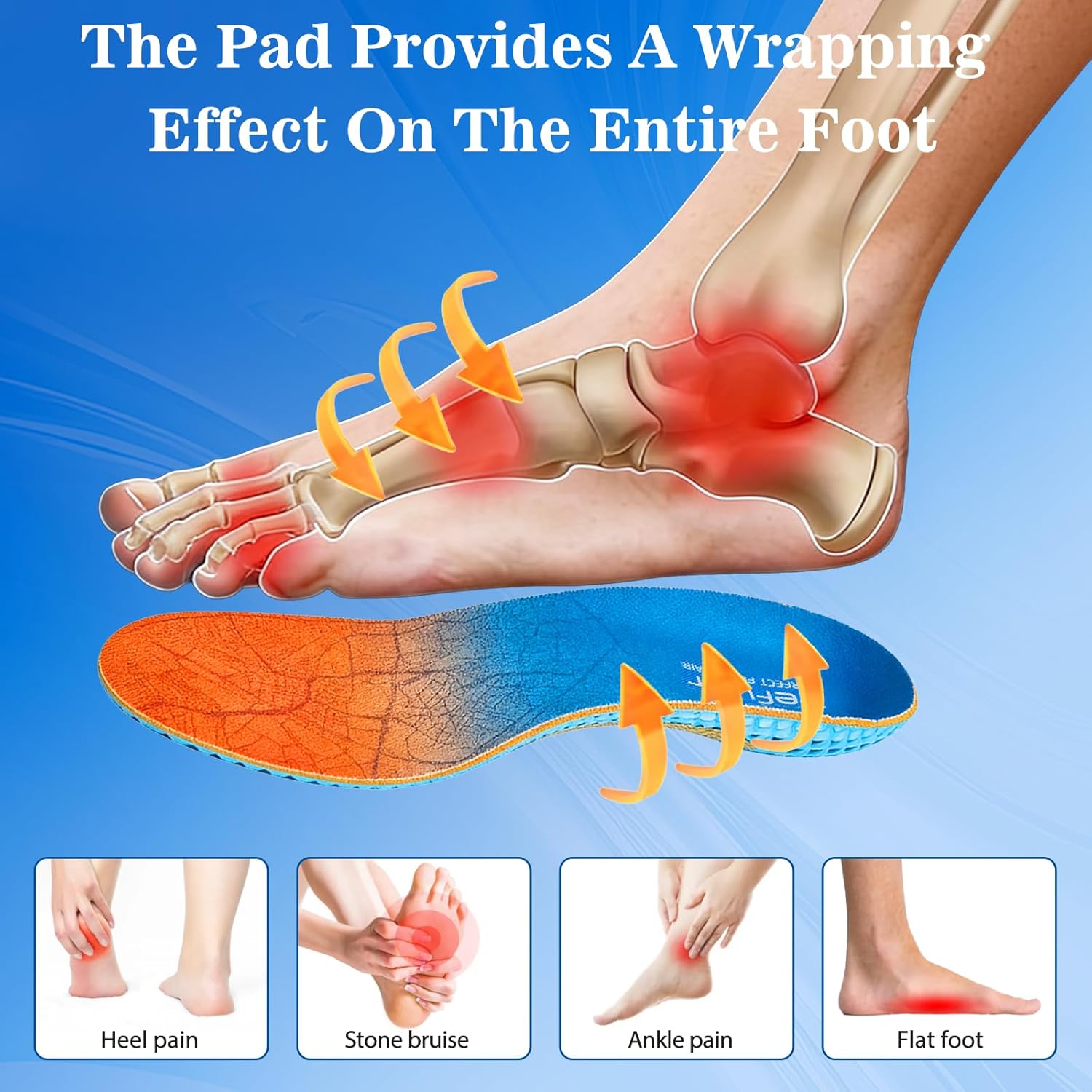 Carbon Fiber Arch Support Inserts Women Men, Wide Feet, Shock Absorbing, Arch Support, Distributes Pressure, Flat Feet Orthotic Insert, Work Boot Shoe Insole, Absorb Shock with Every Step(L)