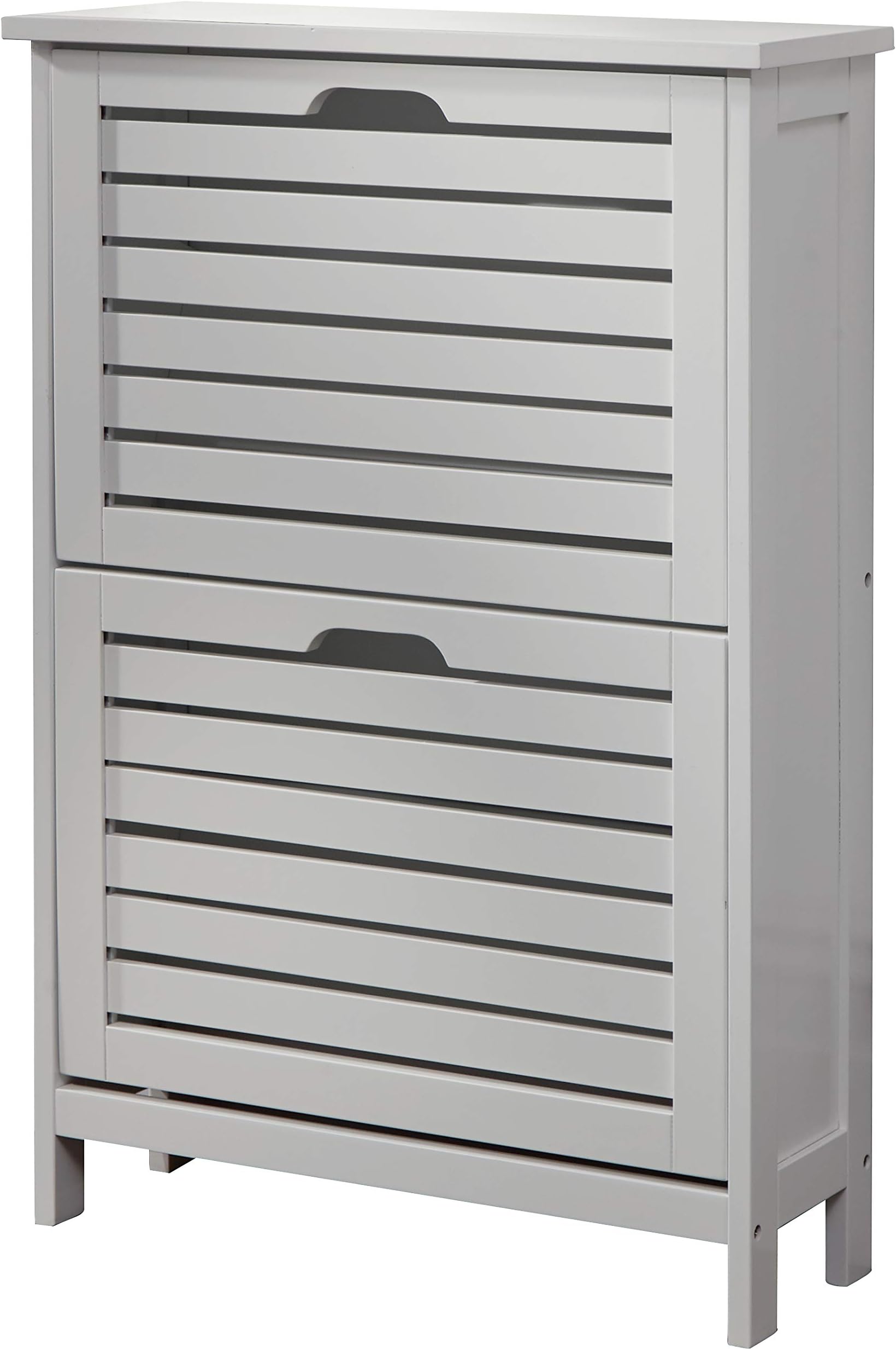 Right Deals UK Bergen Modern Wooden Tiered Storage, Shelving & Drawer Units - White or Grey#Grey - 2 tie shoe cab