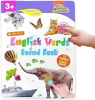 ZeenKind English Learning Talking Book for Kids 2 3 4 5 6 Years Old, 300+ Words Interactive Audio Sound Books for Toddlers, Early Learning Educational Electronic Musical Toy