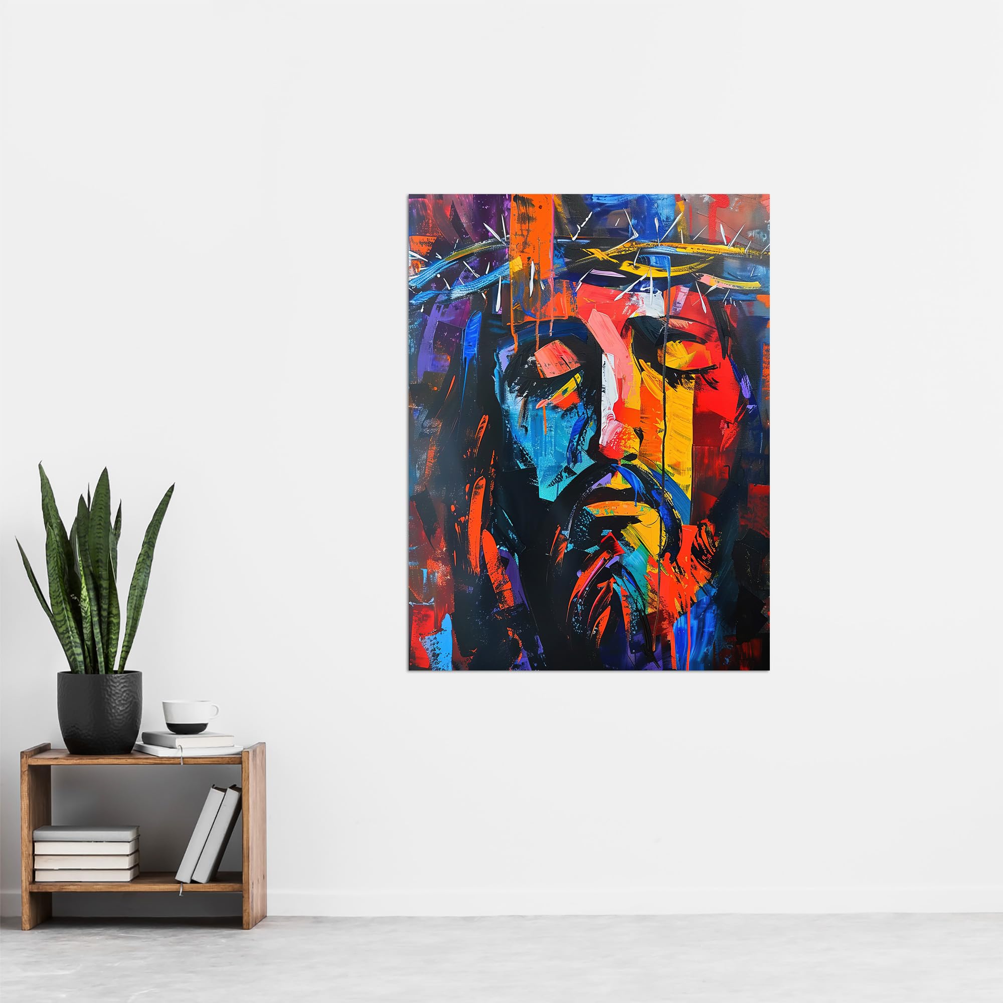 Artery8 Jesus Portrait Thorn Crown Modern Portrait Living Room Extra Large XL Wall Art Poster Print, Unframed 24X32", 81L x 61W cm - Image 4
