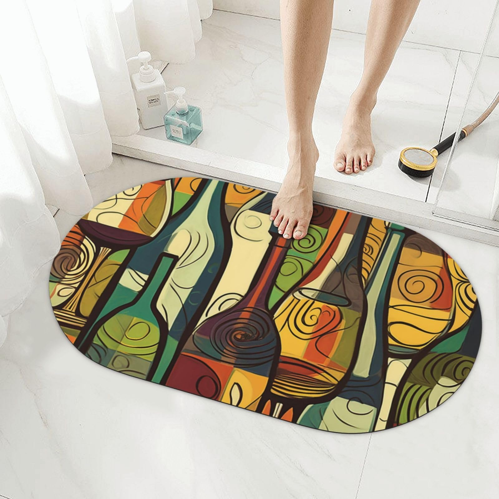 Tapis de bain en pierre anti humidité séchage rapide terre de diatomée bouteille de vin