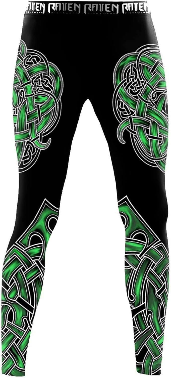 Raven Fightwear Men's Odin Nordic Leggings Spats MMA BJJ Black