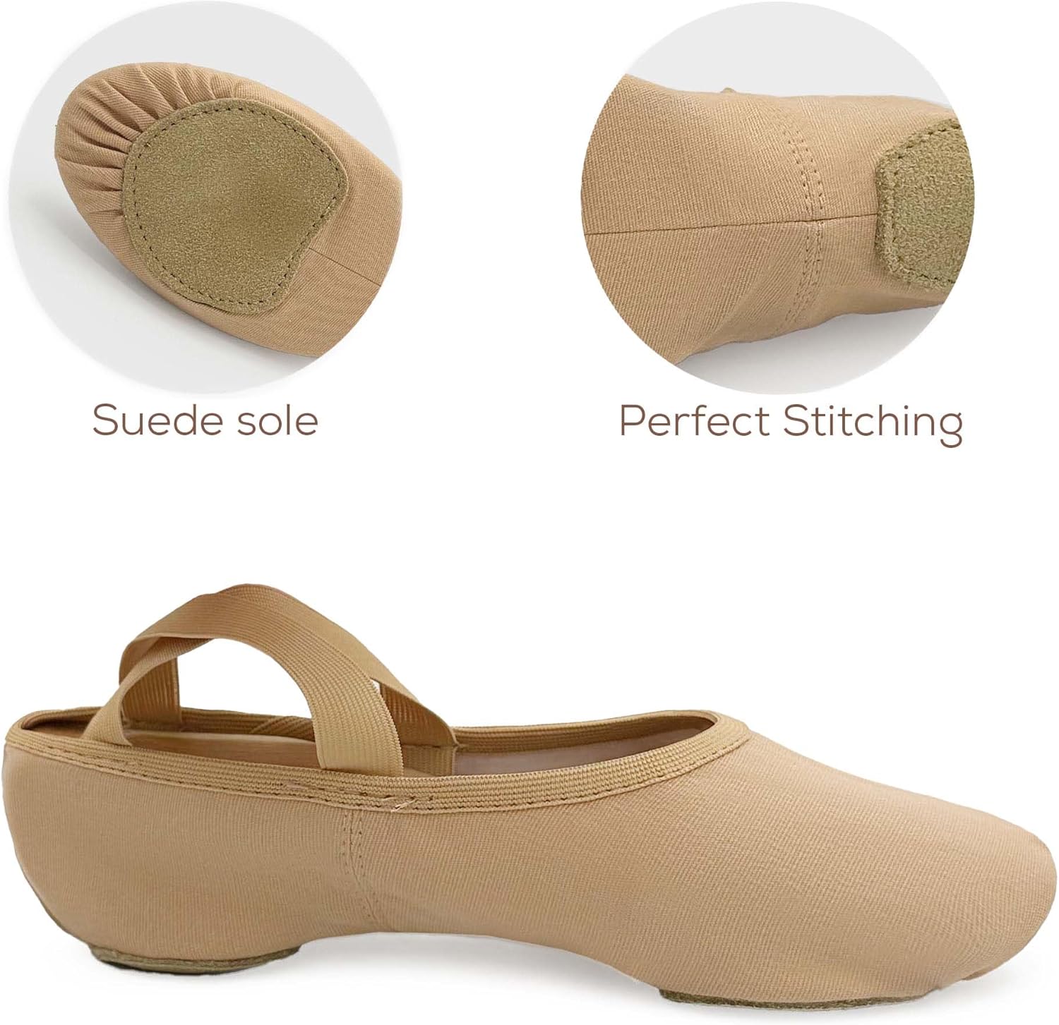 So Danca Stretch Canvas Split Sole Ballet Shoes for Adults, Women, Men (Sand, US Footwear Size System, Adult, Women, Numeric, Medium, 8) - Image 2