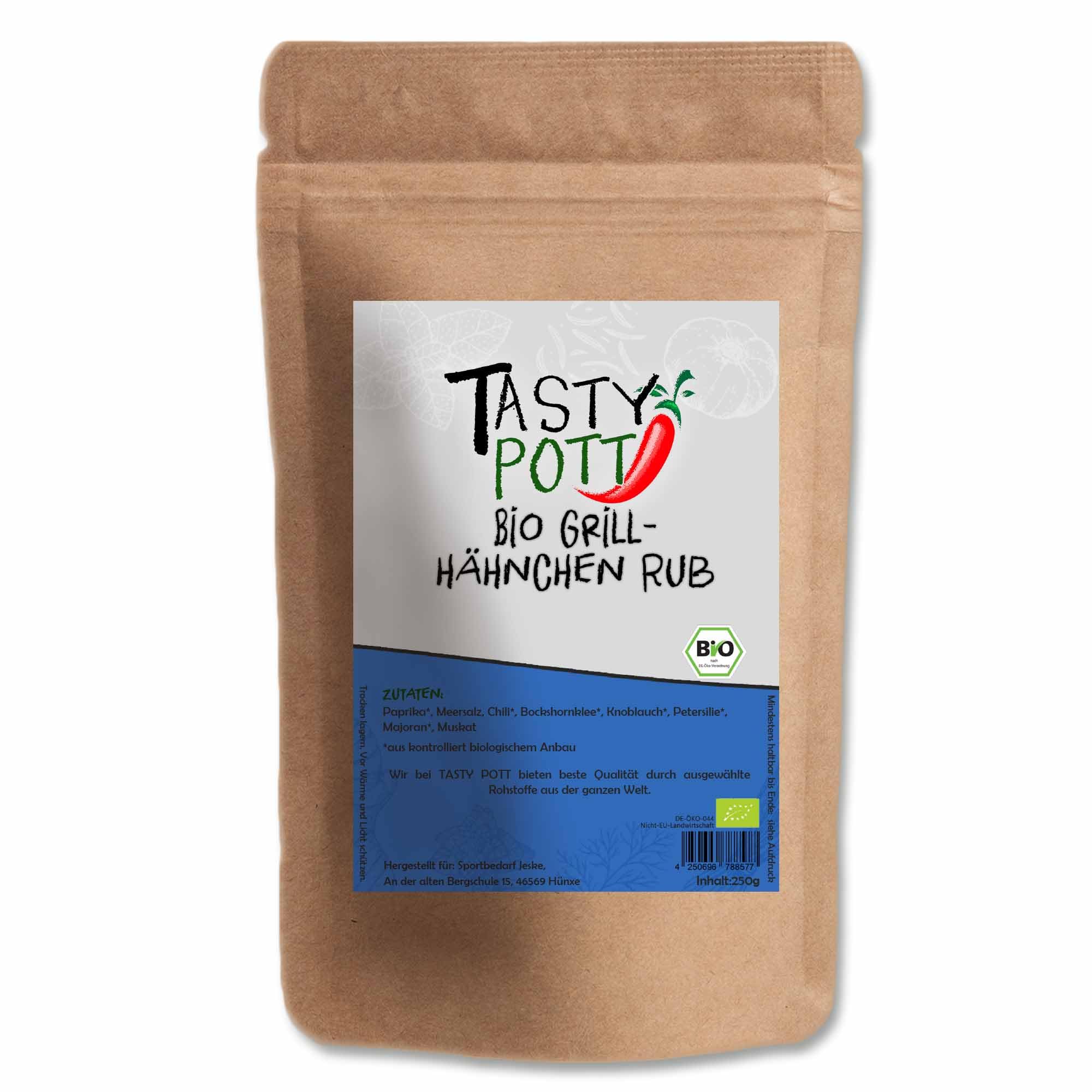 Tasty Pott Bio Grillhähnchen Rub 1000 Gramm | Kochen & Grillen | Marinieren & Braten | Chicken Hähnchen Huhn Brathähnchen | Nachfüllbeutel Vorteilspackung
