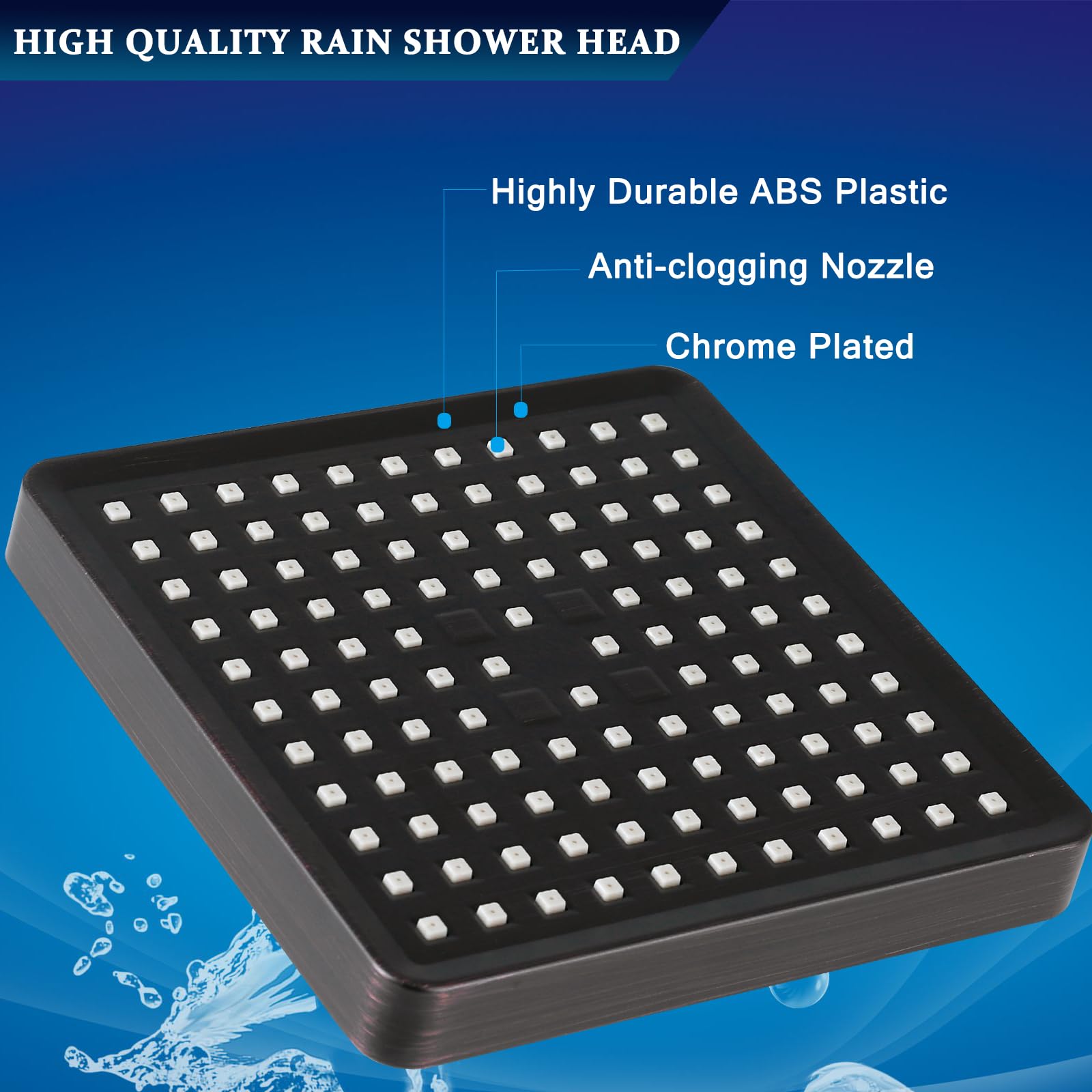 set soffione doccia filtrato ad alta pressione, filtro a pioggia da 15,2 cm, per acqua dura, soffione quadrato universale, filtraggio a 20 fasi, rimuove le impurità per la pelle ringiovanita di