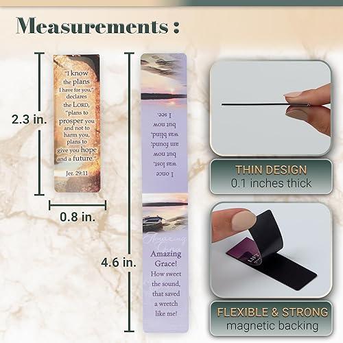 Miniatura 2 de Christian Art Gifts - Juego de 6 separadores de lectura magnéticos con versículos de la Biblia en inglés