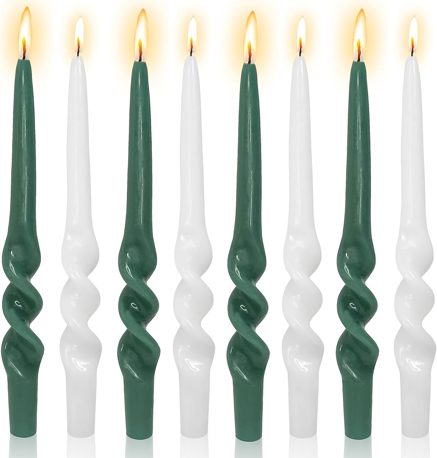 Navy Green Taper Candle Short Spiral Candlesticks,9 Inch WhiteTwisted Candles Long Candle Sticks Swirl Tapered Candles for Table Dinner Decor Thanksgiving Gift Idea