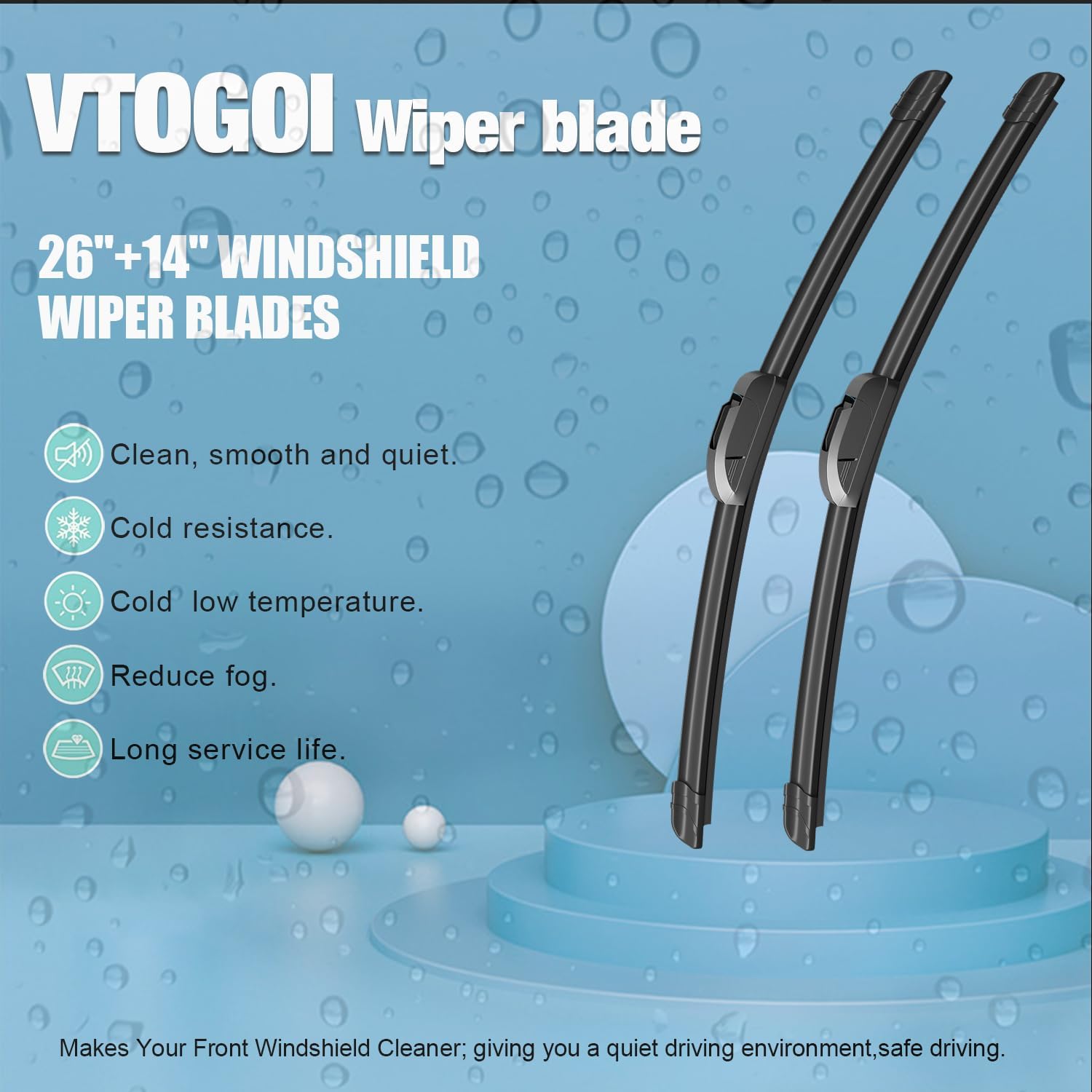 VTOGOI Windshield Wipers Replacement for Hyundai Santa Fe 2013-2018 Front Rear Wiper Blades and Rear Windshield Wiper Arm Set for My Car (Pack of 4)