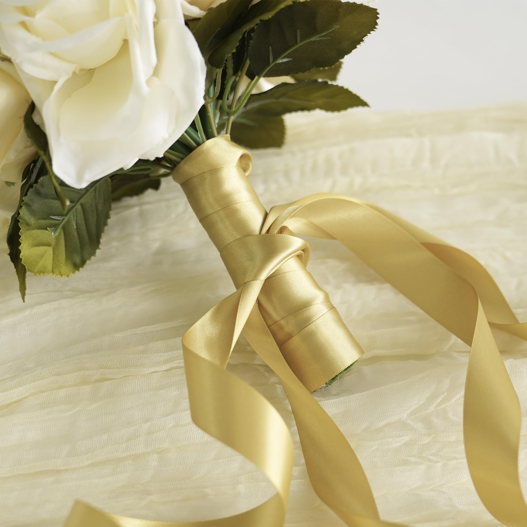 Old Gold Satin Ribbon - 1/8 Inch X 50 Yards, Double-Faced Polyester, For Gift Wrapping, Crafts & Weddings