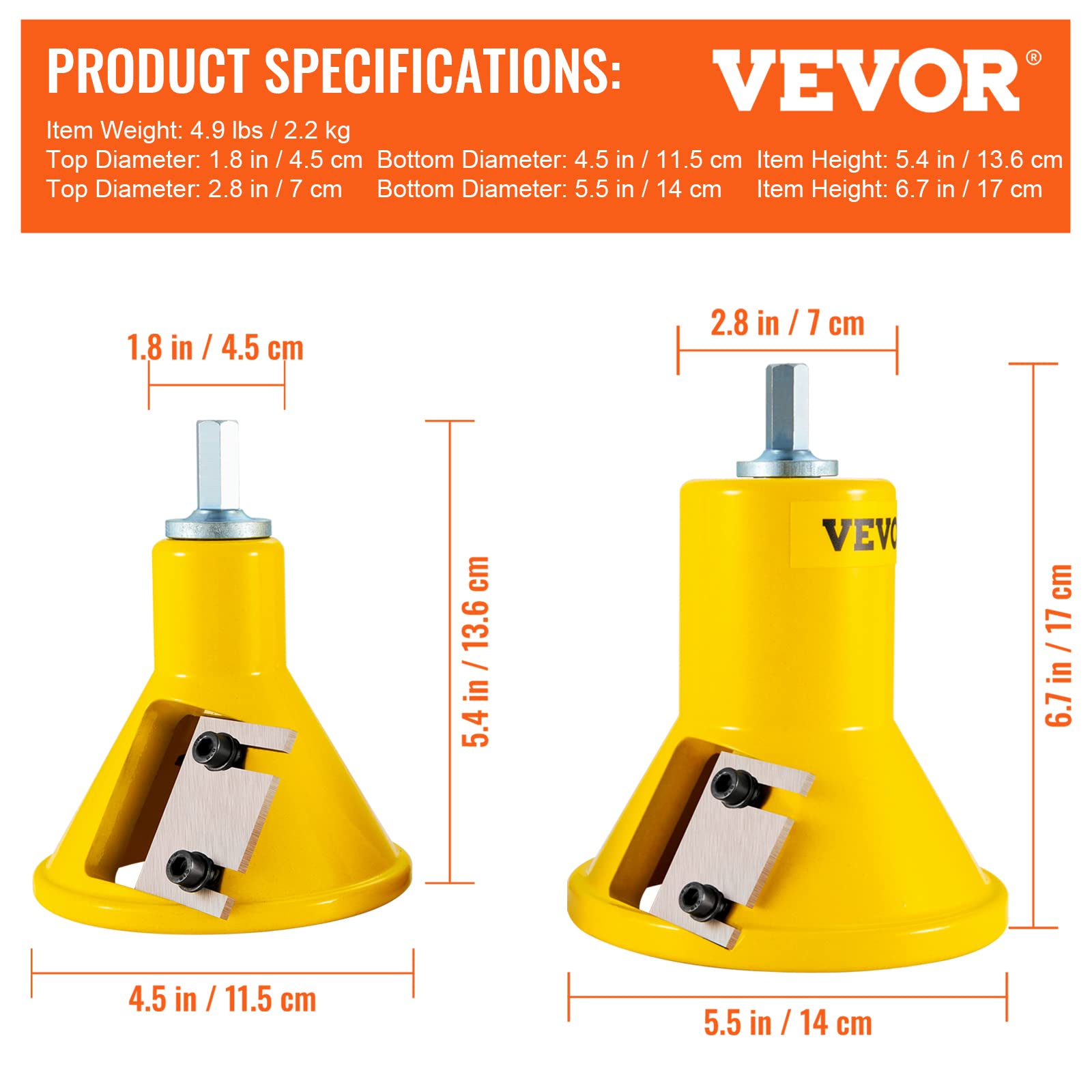 VEVOR Taglierina per tenoni, diametro 1"/25,4 mm e 2"/50,8 mm, con doppie lame dritte e viti a bottone Kit Home Master, taglierina per mobili in alluminio e acciaio di alta qualità, strumento commerci