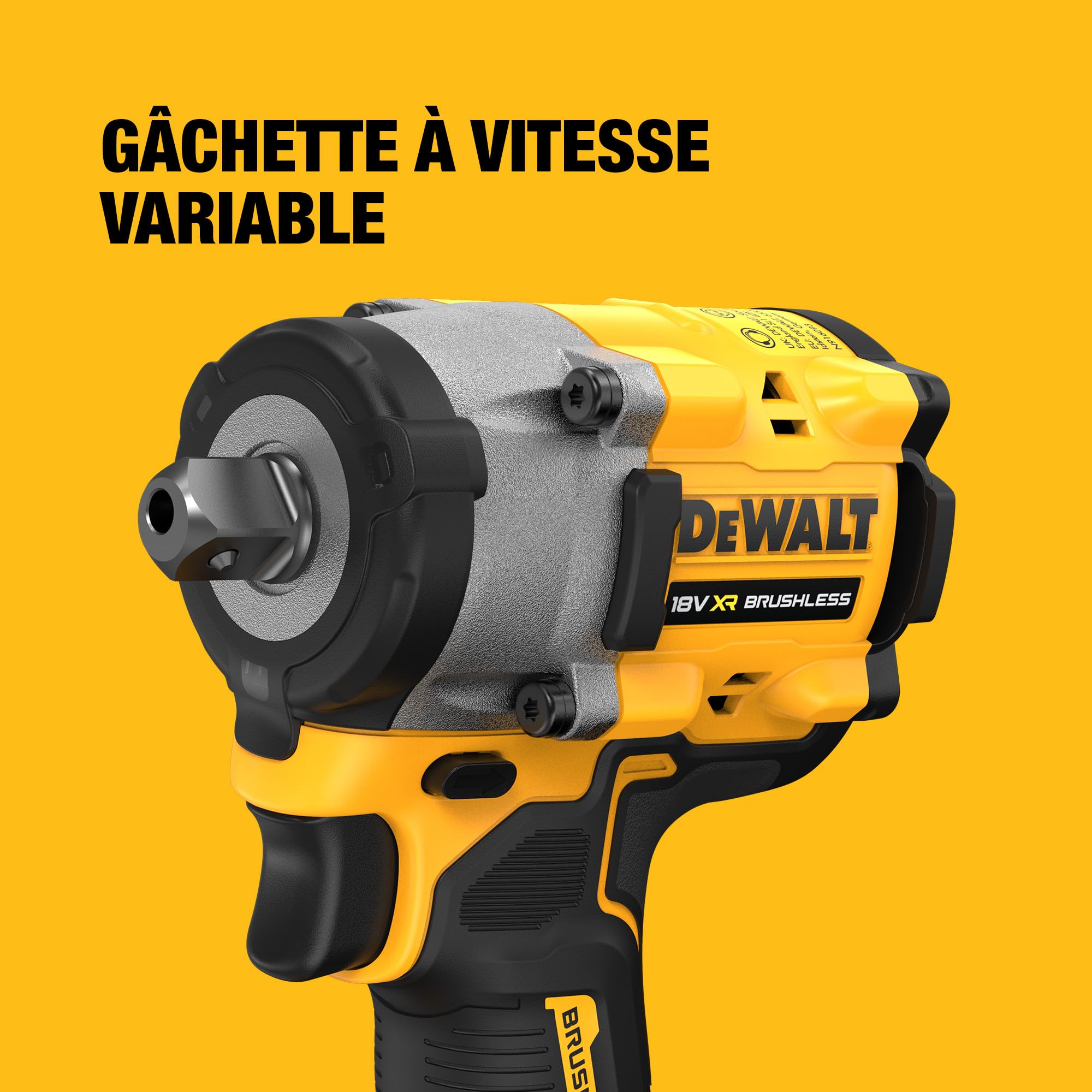 DEWALT Clé à chocs compacte 18V XR Brushless 1/2" avec enclume à goupille de retenue, machine nue, DCF922N-XJ