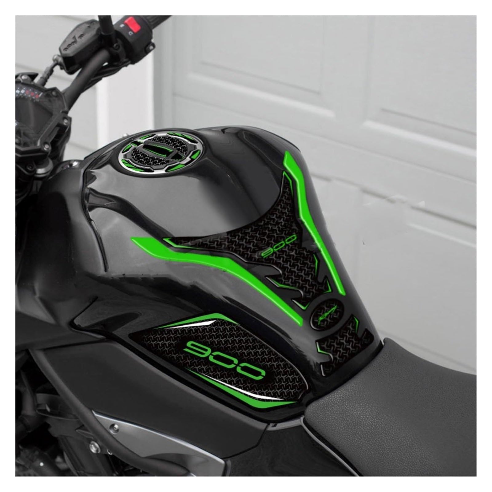 Adhesivo Protector Para Depósito De Moto BIKE-label - Color Verde, 190x193 Mm, Resistente A Gasolina Y Lavados