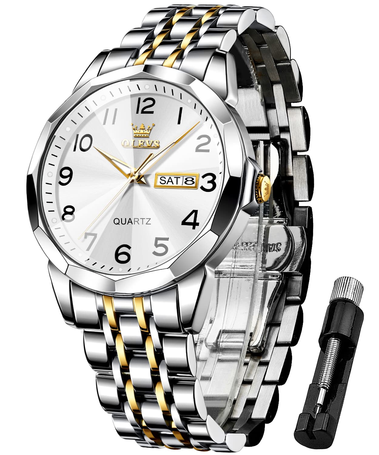 OLEVS Herrenuhren Business Kleid Luxus Armbanduhr Luminous Leicht zu lesen wasserdichte Edelstahluhr für Männer