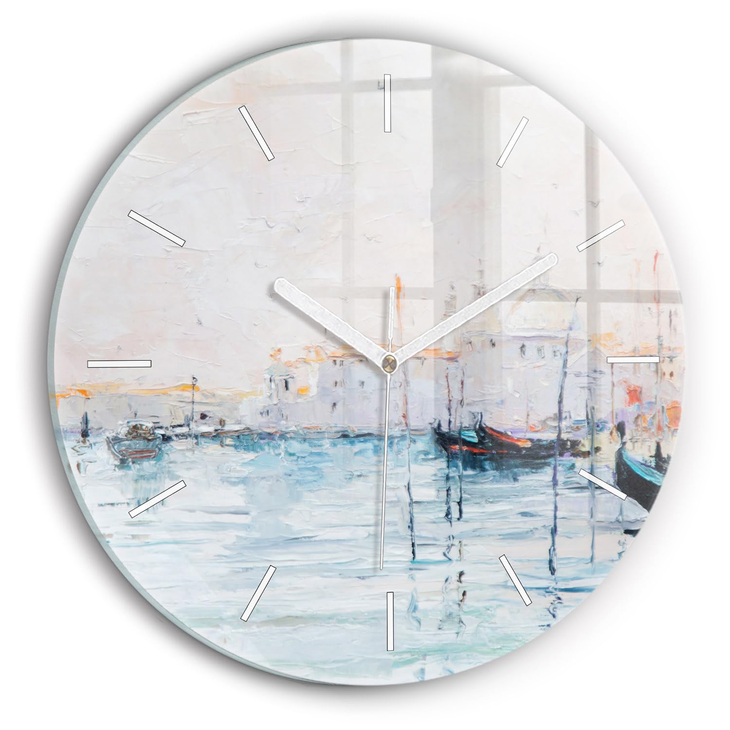 Horloge en verre silencieuse Wallfluent 30 cm contre le tic-tac design yacht moderne