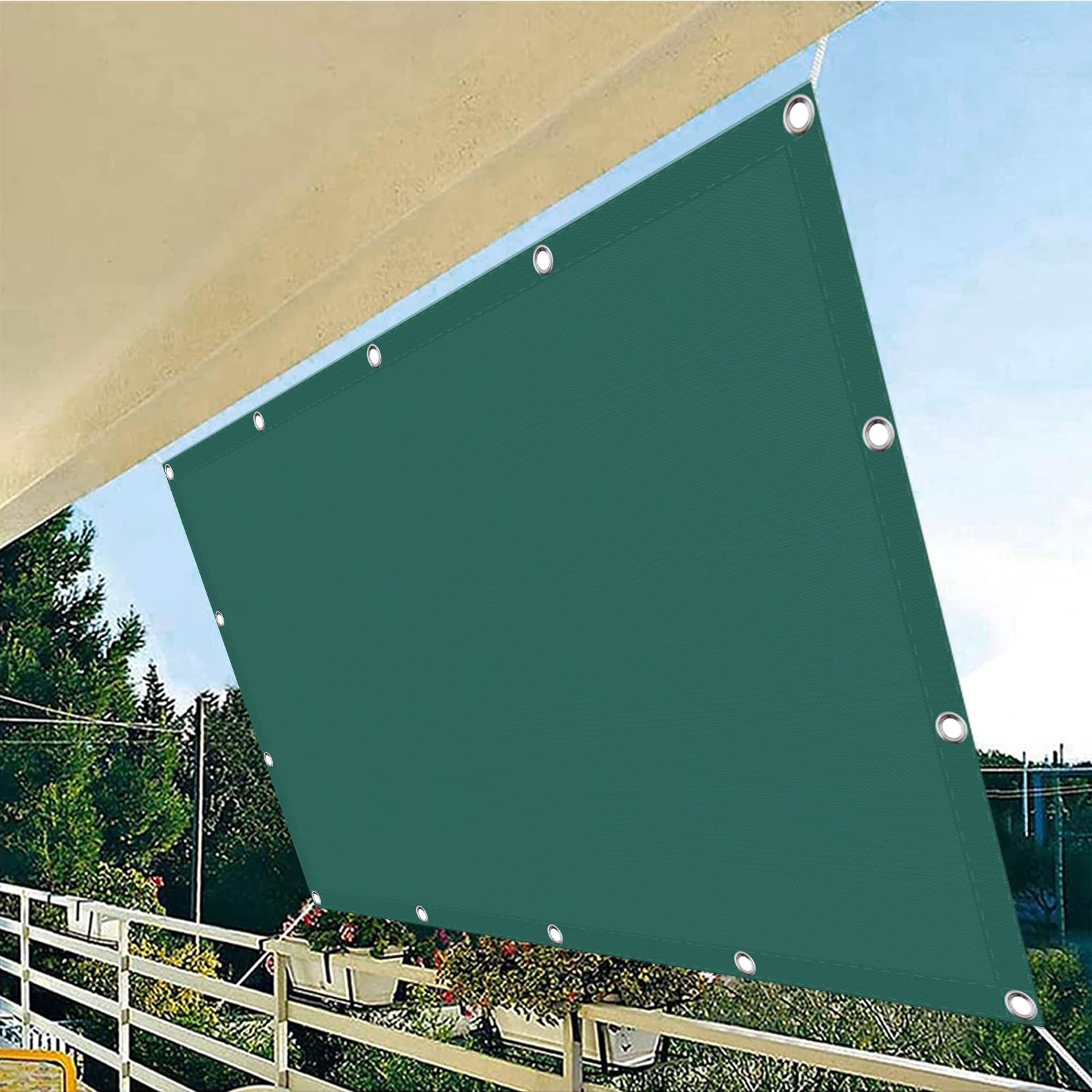 WQPMNYG Outdoor Shade Sail 1.5x2.2m, Breathable HDPE Fabric, Tear-Resistant, Square Sunshade Canopy for Garden, Patio, Dark Green Protection Cover