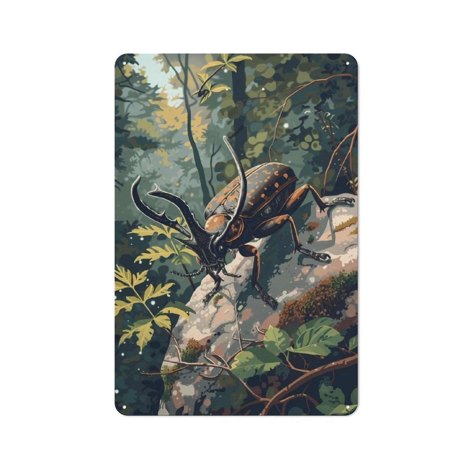 Junmoney Black Beetle Printed Metal Sign 30X20cm For Pub Or Café, With Clear Industrial Wall Decor Character