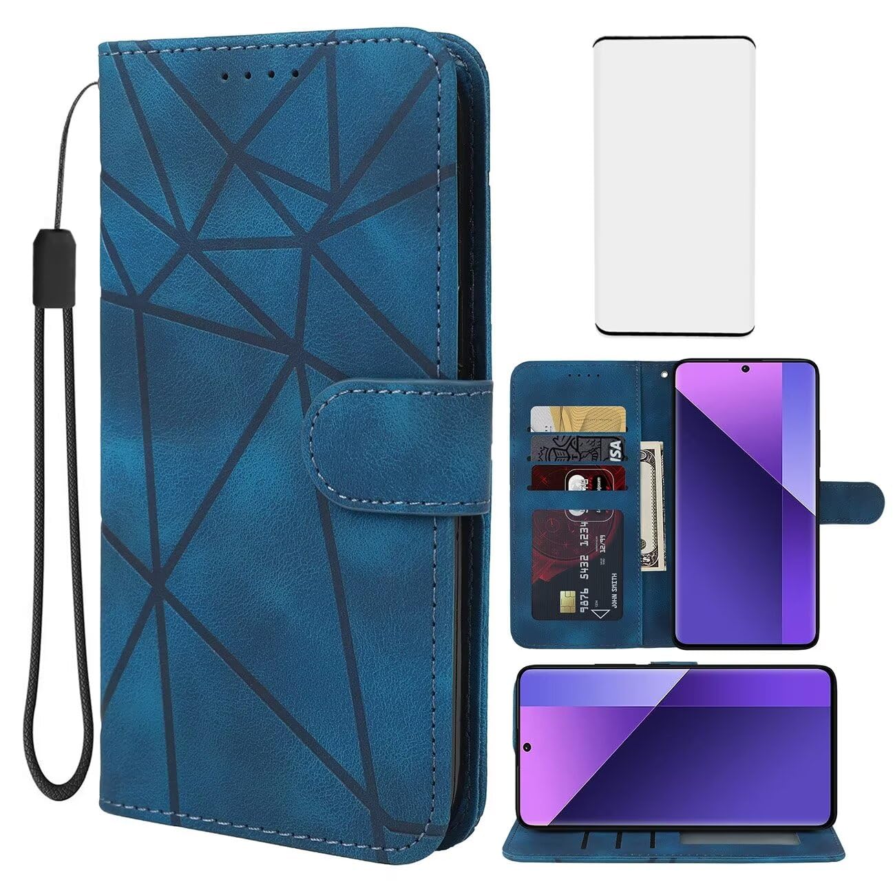 Wanyuexes Case for Redmi Note 13 Pro+ 5G/Note 13 Pro Plus 5G Wallet Case with Tempered Glass Screen Protector