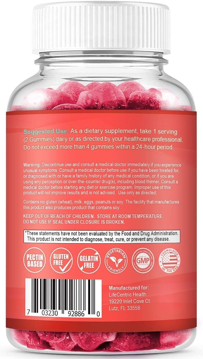 LifeCentric Health Biotin Gummies for Adults | Max Strength Biotin 10000mcg | Chewable Biotin Supplement for Women and Men | 100 Count Vegan Hair Gummies for Hair Skin and Nails — Amazon image 8
