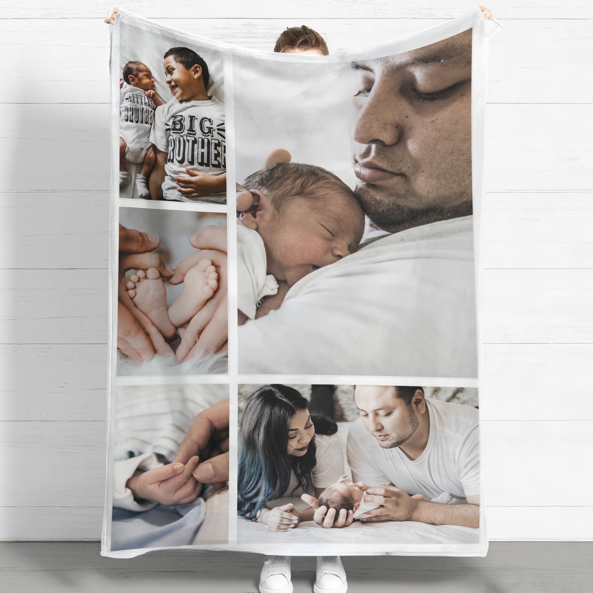 Eletizy Custom Flannel Blanket for Adult Kid, Personalized Photos Throw Blanket Single Sided Printing, Perfect Home Decor Gift Birthday Valentines Christmas (5 Photos, 80x120CM) โ image 1
