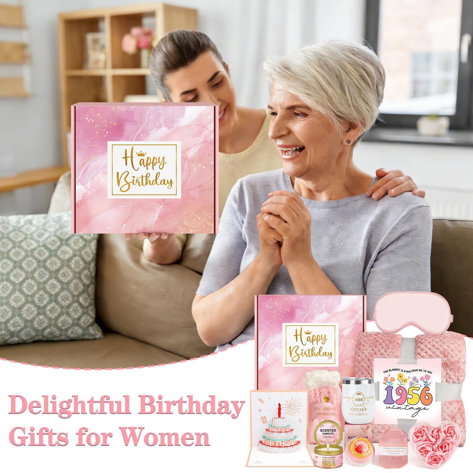 70th Geburtstagsgeschenke für Frauen, Pflege-Paket Relaxing Spa Kit mit Tumbler Decke