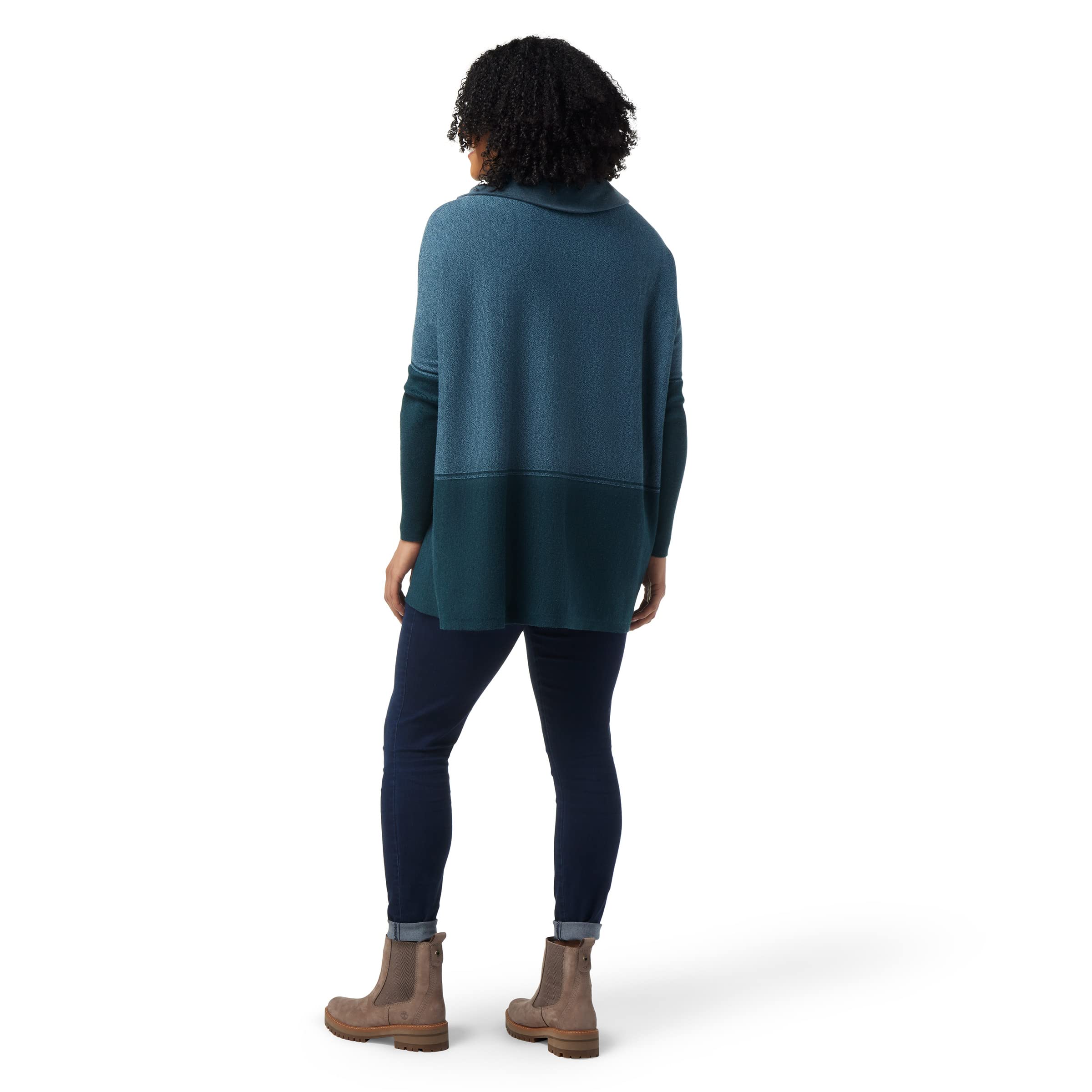Smartwool Edgewood Poncho Sweater Damski Niebieski Mgła Twilight Blue Marl, S