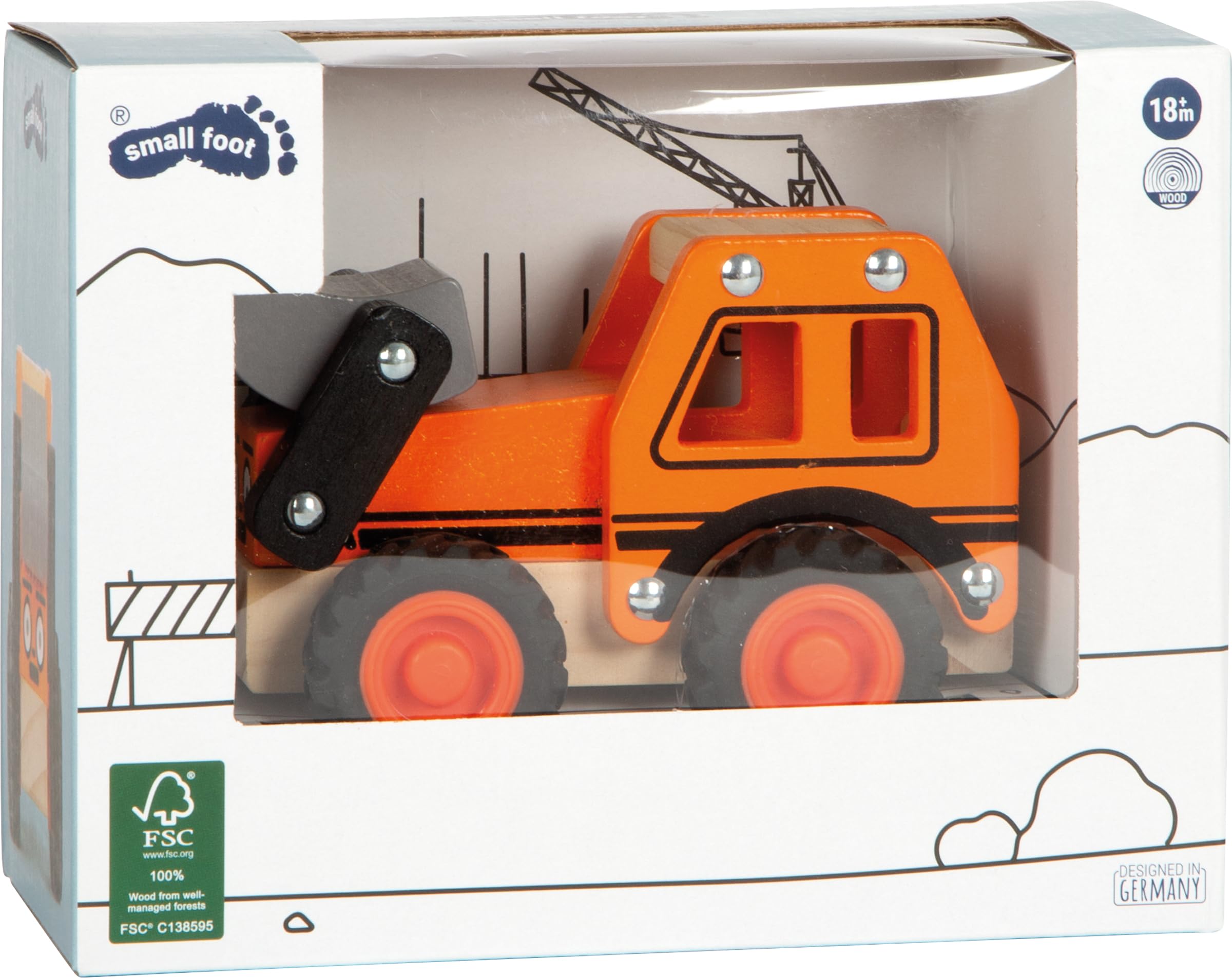 Small Foot Excavadora de Madera FSC® 100% certificada, Cargador Frontal, Desde los 18 Meses, 12447