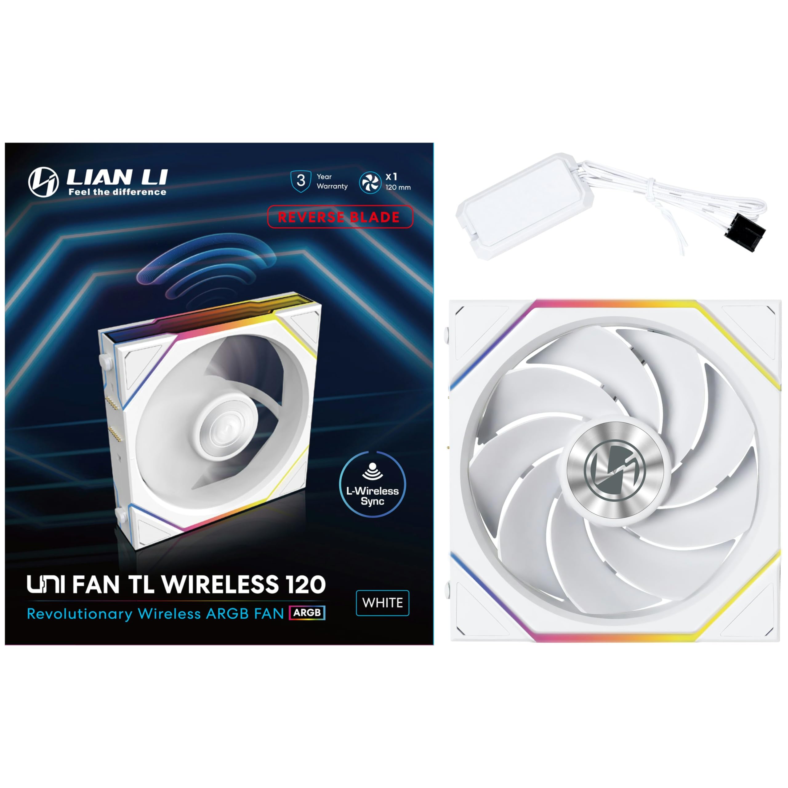 Fan Lian Li Uni Fan TL 120 Wireless ARGB Preto Reverse Blade