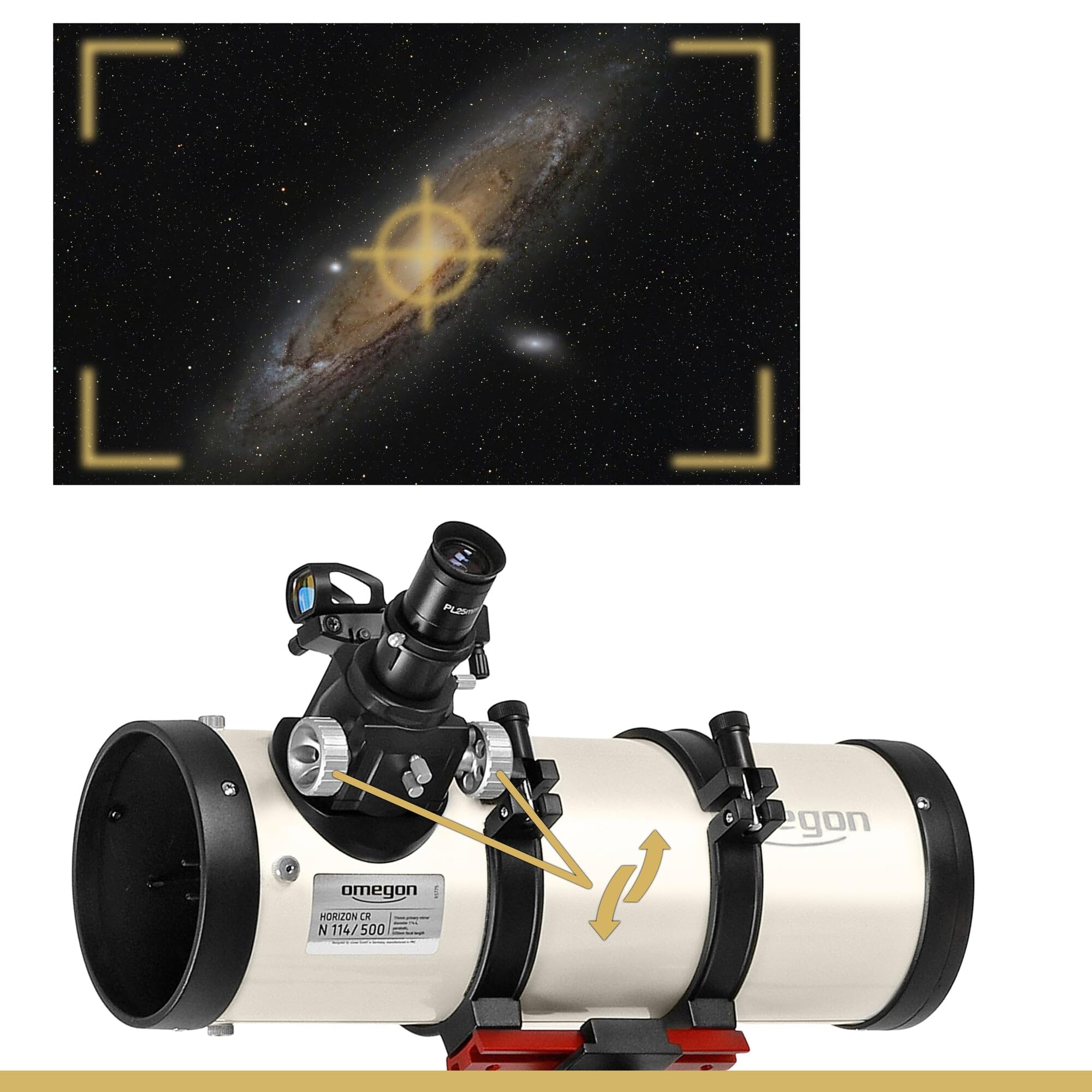Telescopio Omegon Horizon CR N 114/500 AZ-Bellavista | Telescopio compatto | Specchi principali parabolici | Focheggiatore Crayford | Montatura AZ-Bellavista | Grandangolare e trasportabile