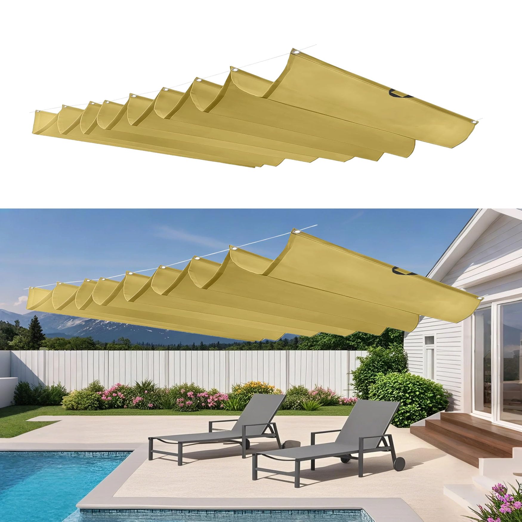Voile d'ombrage de vague anti-UV et imperméable pour grand balcon