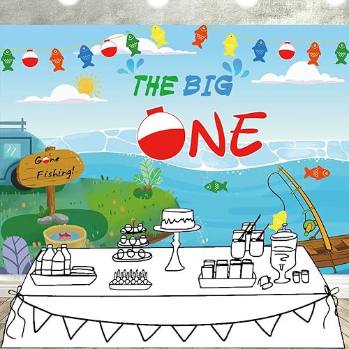 Miniatura 2 de The Big One - Fondo de fotografía O Fish Ally One Photo Background para ir a pescar, pequeños pescadores y pesca, temática de primer cumpleaños,