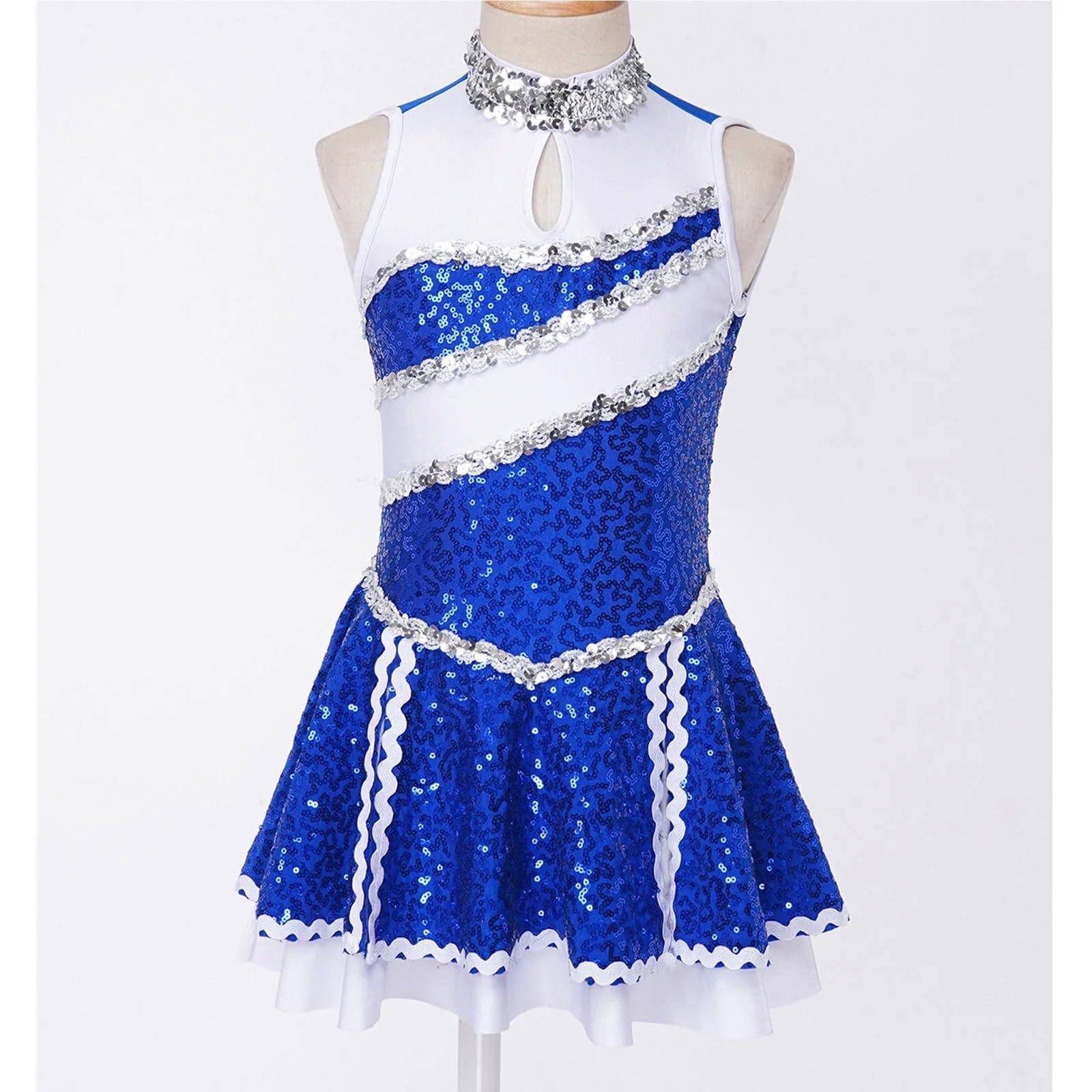 Mädchen Glänzende Pailletten Cheerleading Uniform Ballett Gymnastik Trikot Kleid for Tanzen Wettbewerb Kinder Eiskunstlauf mit Accessoires