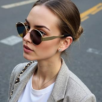 Metal Retro Oval Sunglasses UV400 Protection Classic Vintage Shades with Lightweight Durable Frames for Women Men
