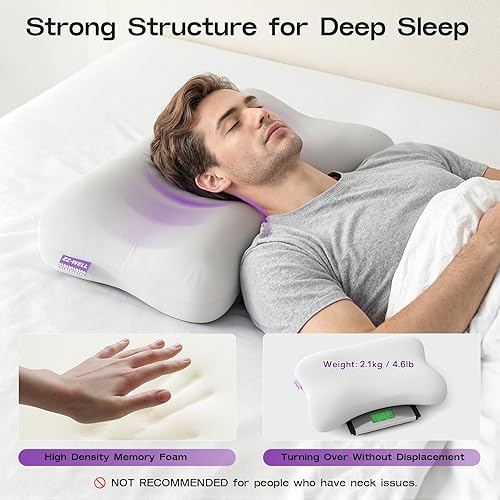 Miniatura 5 de Almohada cervical para dormir de lado para dormir, almohada cervical patentada con funda de enfriamiento, almohadas curvadas de espuma viscoelástica