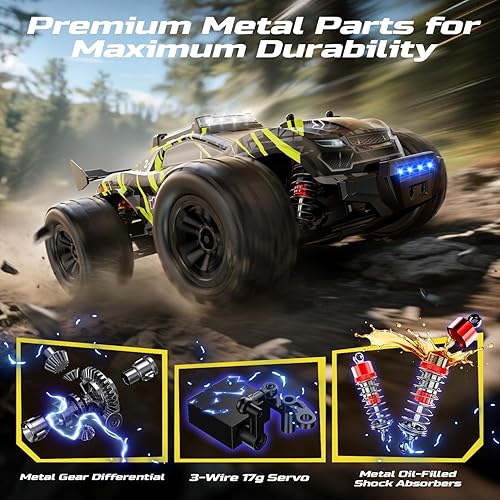 Miniatura 3 de DEERC Auto RC rápido sin escobillas de 114 para adultos, 43 MPH de alta velocidad 4x4 todoterreno de 4 x 4, camión monstruo impermeable, auto de