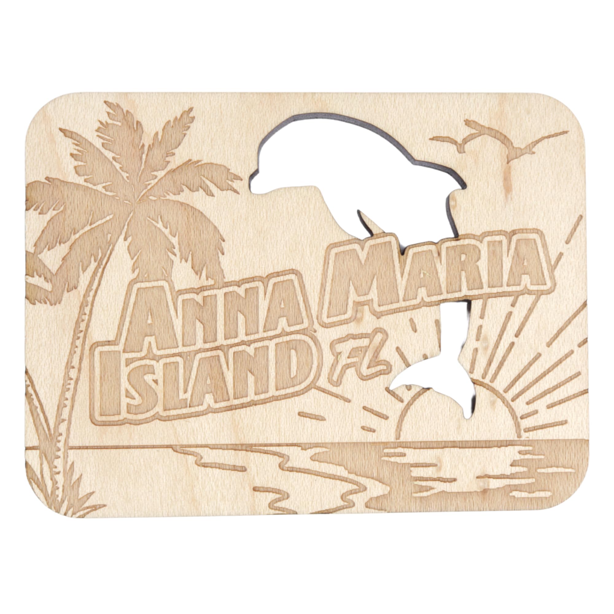 Anna Maria Island Florida Magnet – Tropical Wooden Keepsake, 3 x 2.25 Inches