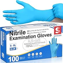 Schneider Nitrile Exam Gloves, Blue Disposable Gloves Latex Free Powder Free for Medical, Cooking, Cleaning