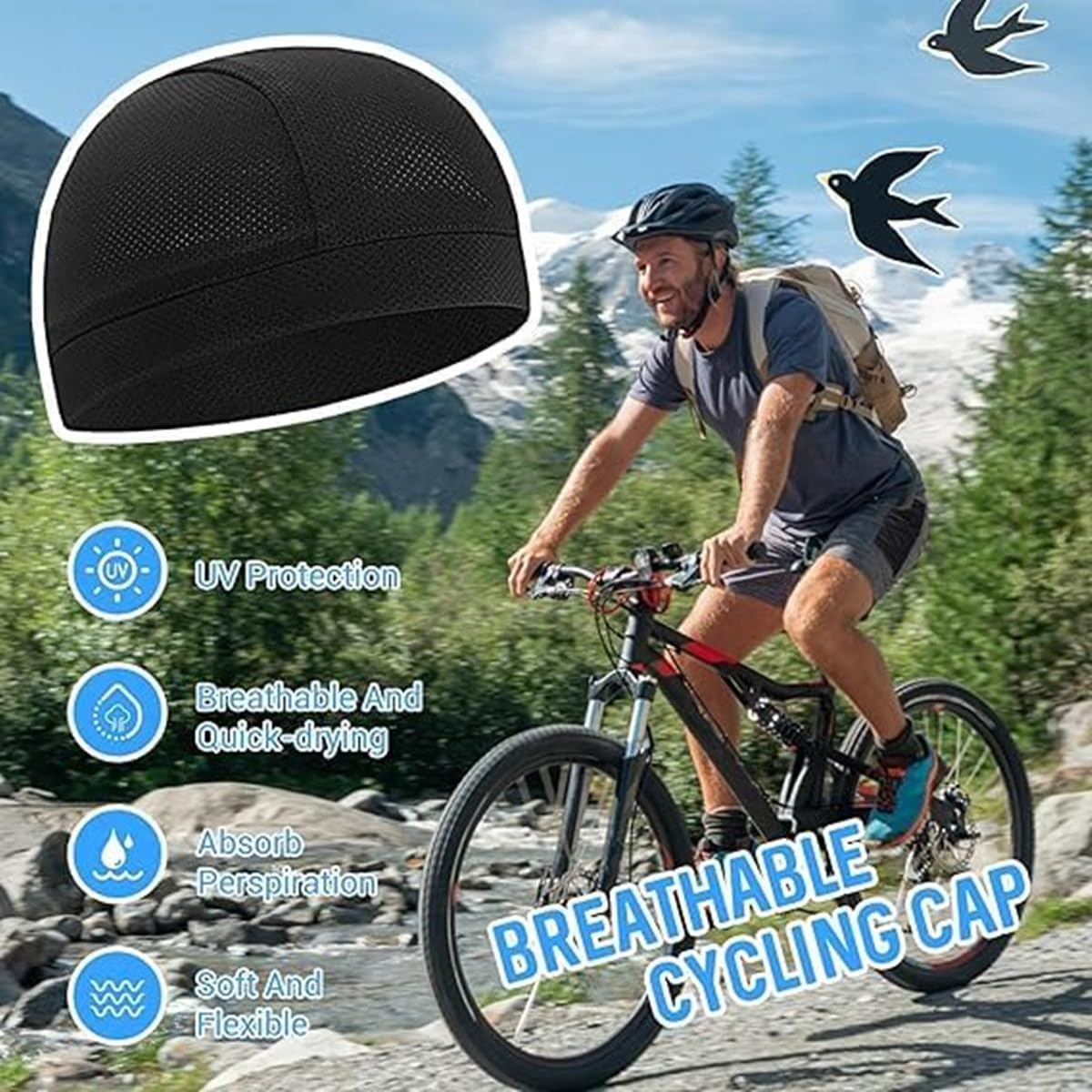 2 sztuki czapki rowerowej dla mężczyzn, letnia czapka rowerowa, pod kask, do jazdy na rowerze, sportów motocyklowych, biegania i baseballu, 2 sztuki