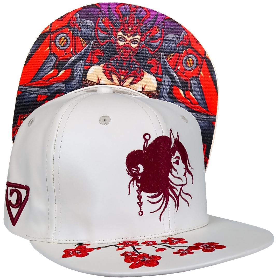 Capiche [99+ Variations] Geisha Snapback Cap [Robot] - Robotic Geisha Embroidery, Japanese Culture Fusion, Elegant Design for Arts and Tech Enthusiasts