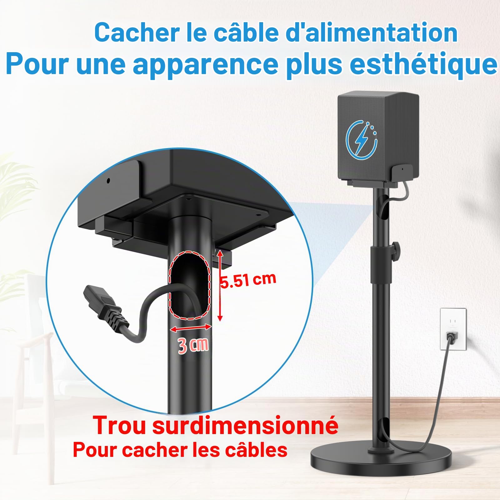 Paire de supports de haut-parleurs pour Samsung HW Rear Speaker, pour Q995H/Q995GD/Q995GF/Q930F/Q990D/Q990F, hauteur réglable de 29 à 37,5 pouces, double côté pour haut-parleurs arrière Samsung de 5 à