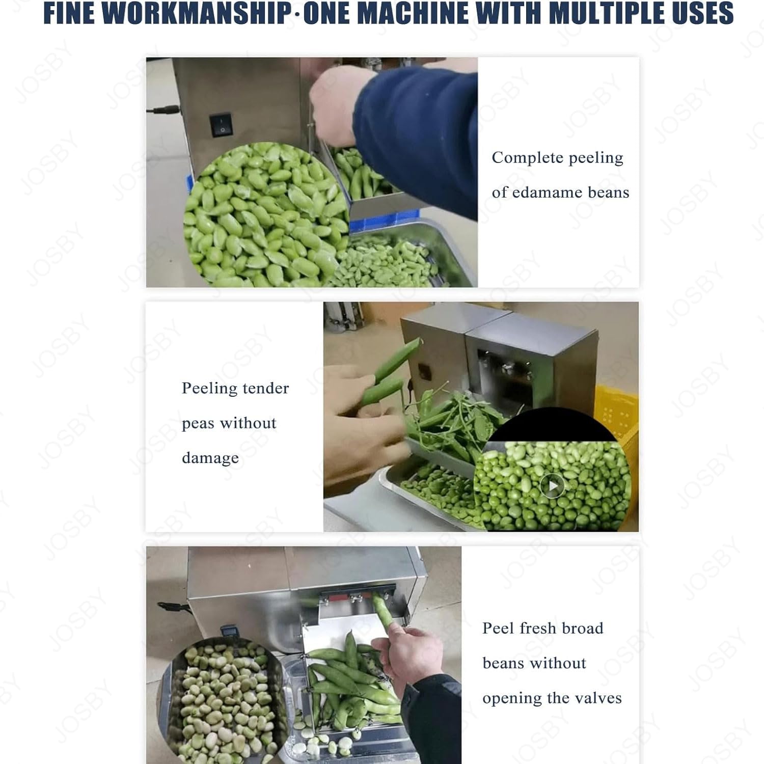 Elektrische Erbsenschalenmaschine, 10kg/h Halbautomatische Bohnenschälmaschine Edelstahl mit Selbstsperrschalter für Edamame, Erbsen, Bohnen