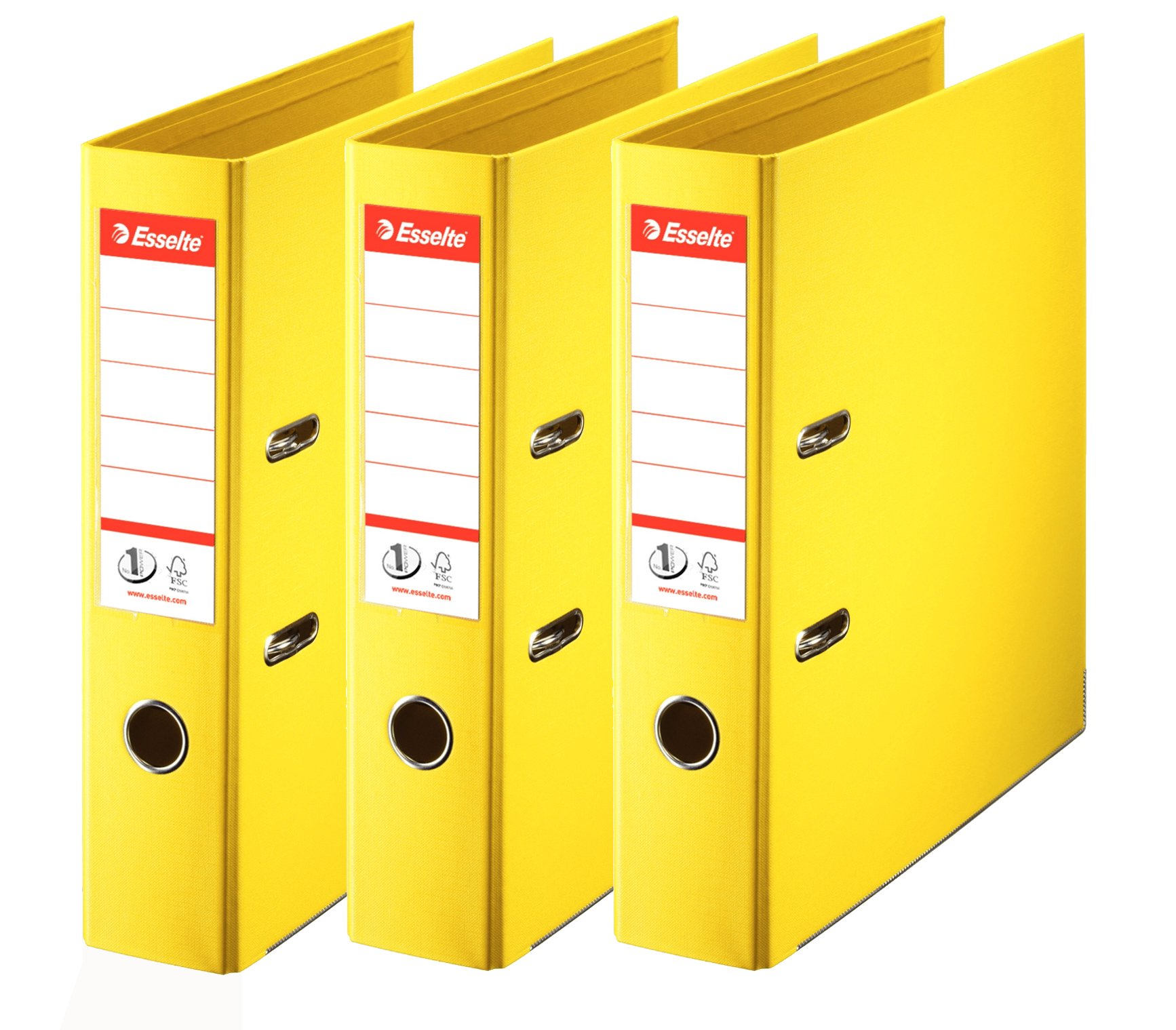 Esselte N°1 Set of 3 Power Lever Arch Files Back 75 mm Yellow