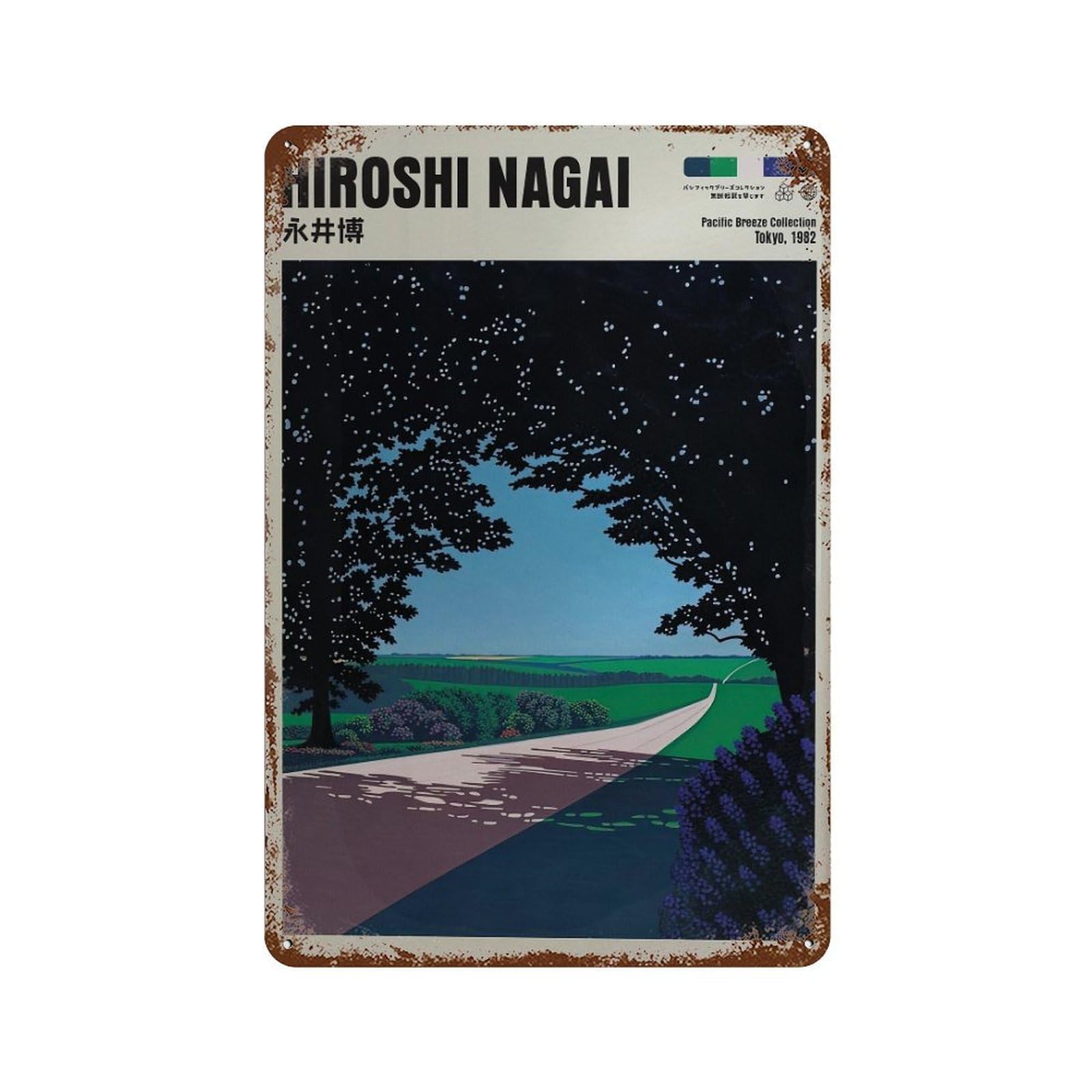 xiaoxiaoshen Hiroshi Nagai City Pop Landscape Wall Decor Art Metal Tin Poster Modern Home Decor Art Home Bar Shop Decorations Vintage Sign 30x20cm