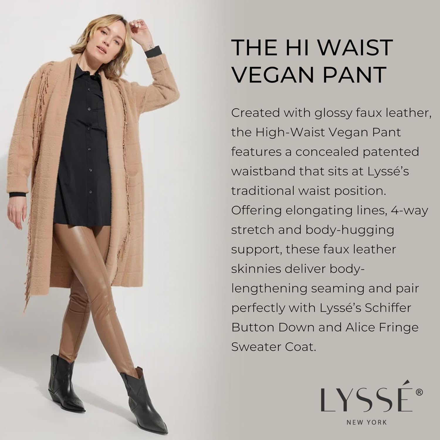 Lysse High Waisted Faux Leather Leggings for Women – Stretch Vegan Leather Pants for Women with Soft Lining & Sleek Finish - Image 5