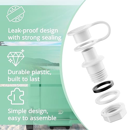 Miniatura 4 de Tapón de drenaje de triple presión para enfriadores, compatible con cofres de hielo Igloo de 25 a 70 cuartos de galón, piezas de repuesto para