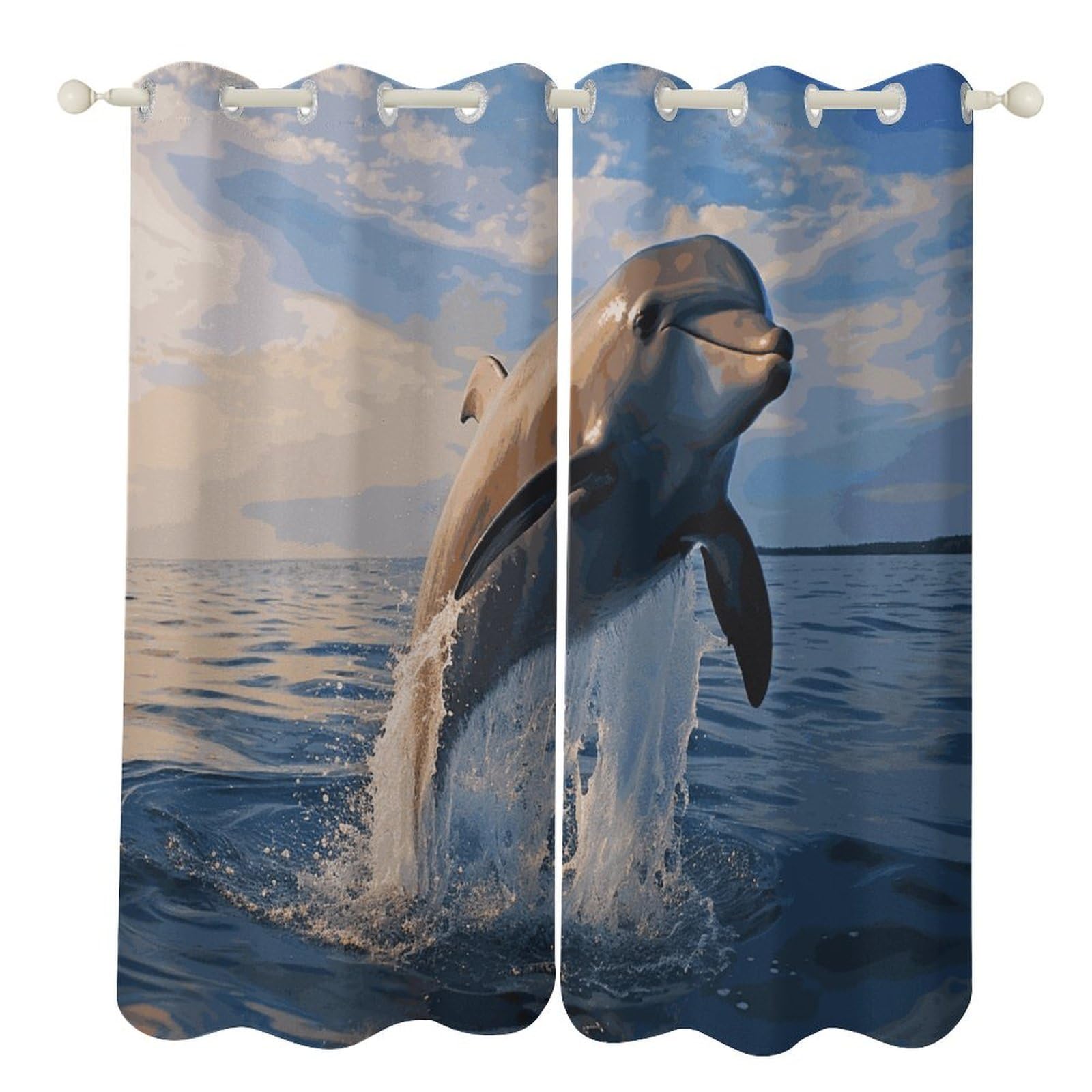 Rideaux occultants dauphin pour chambre d'enfant et salon cosy et chaleureux
